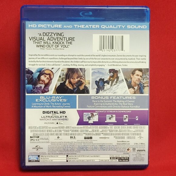 Everest Blu-ray DVD Digital HD Combo Pack 2015 - Picture 2 of 8